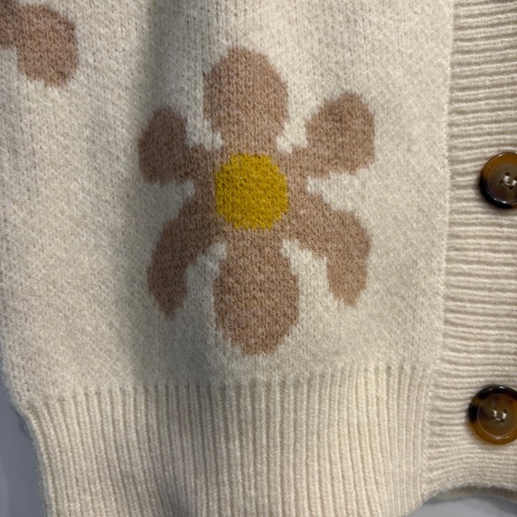 Industry Republic Clothing Retro Daisy Print Warm Cardigan Sweater Womens Medium - Picture 5 of 10